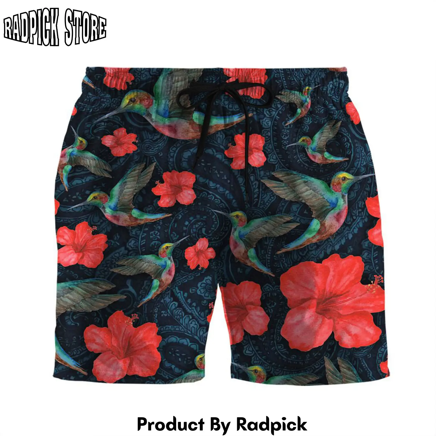 Radpick 3d paisley humming bird shorts rp631783